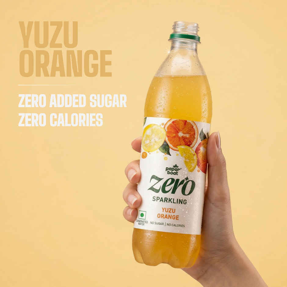 Paper Boat Zero Sugar Yuzu Orange Sparkling Water | Sugar Free Cold Drink