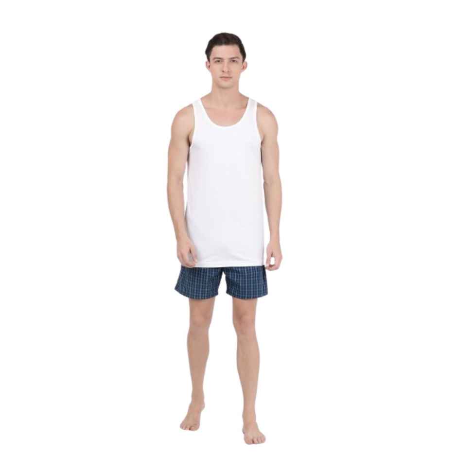 Jockey 8820 Men's Super Combed Cotton Round Neck Vest|Extended Length|Easy Tuck|PO2 | White-L