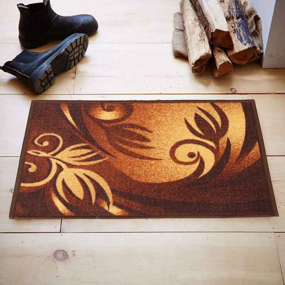 Kuber Industries Country Modern Door Mat | Solid Print Cotton Material | Water Absorbent | Brown