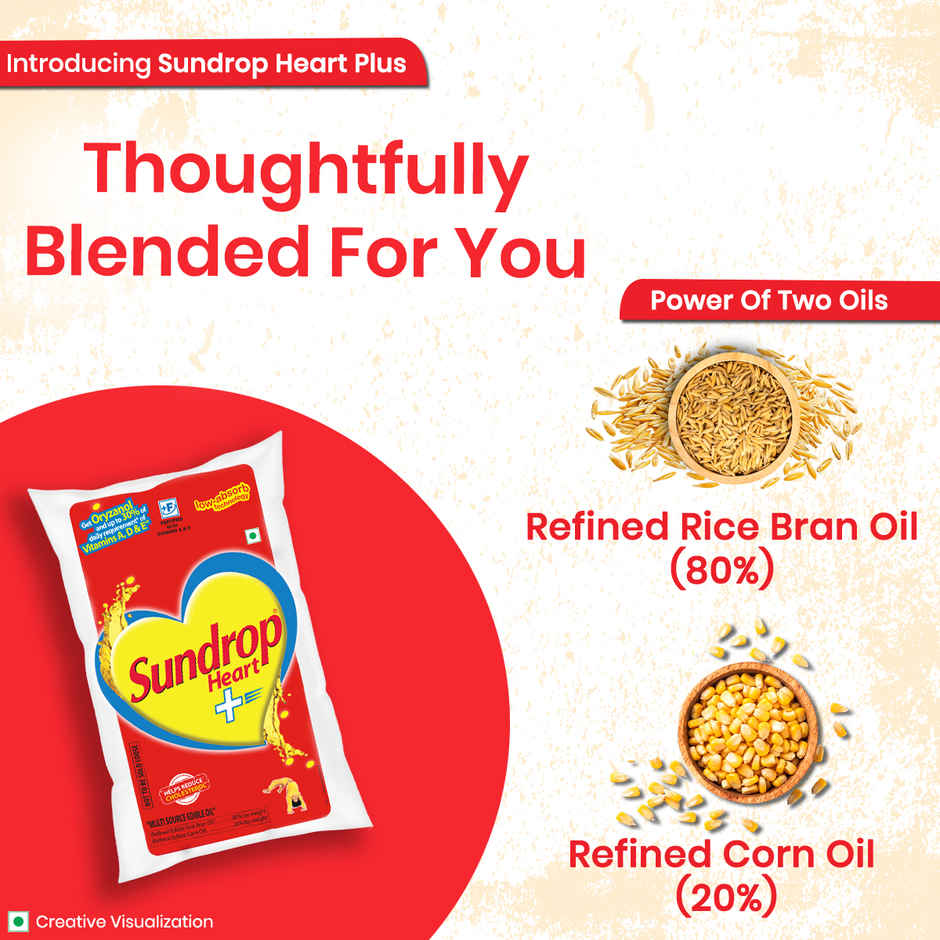 Sundrop Heart Plus|  Helps Reduce Cholesterol | Refined Rice Bran & Corn Oil