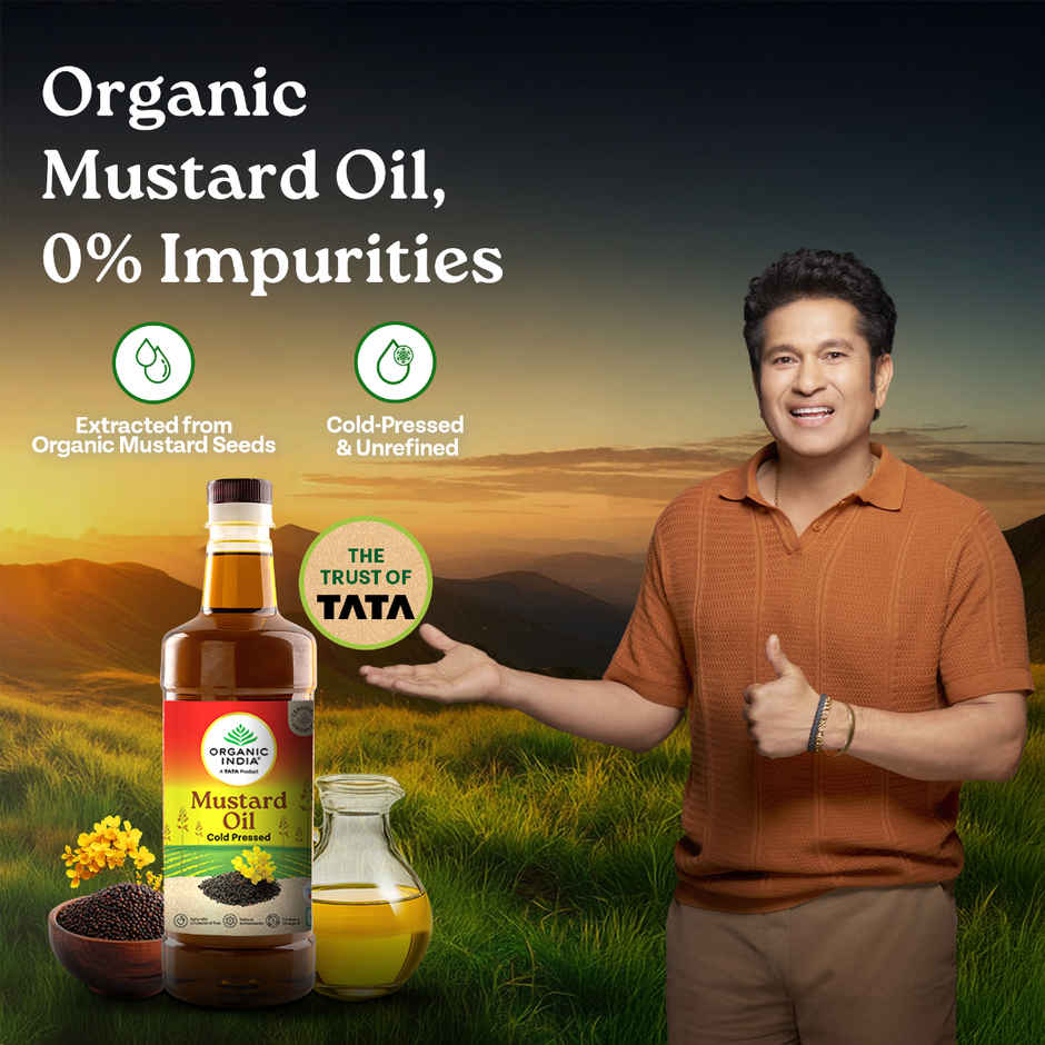 A TATA Product - Organic India Mustard Cold Pressed Oil | Lab Tested on 250+ Parameters
