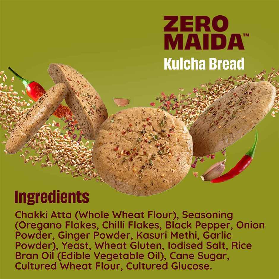 The Health Factory Zero Maida Kulcha Bread | Clean Label, Not Brown