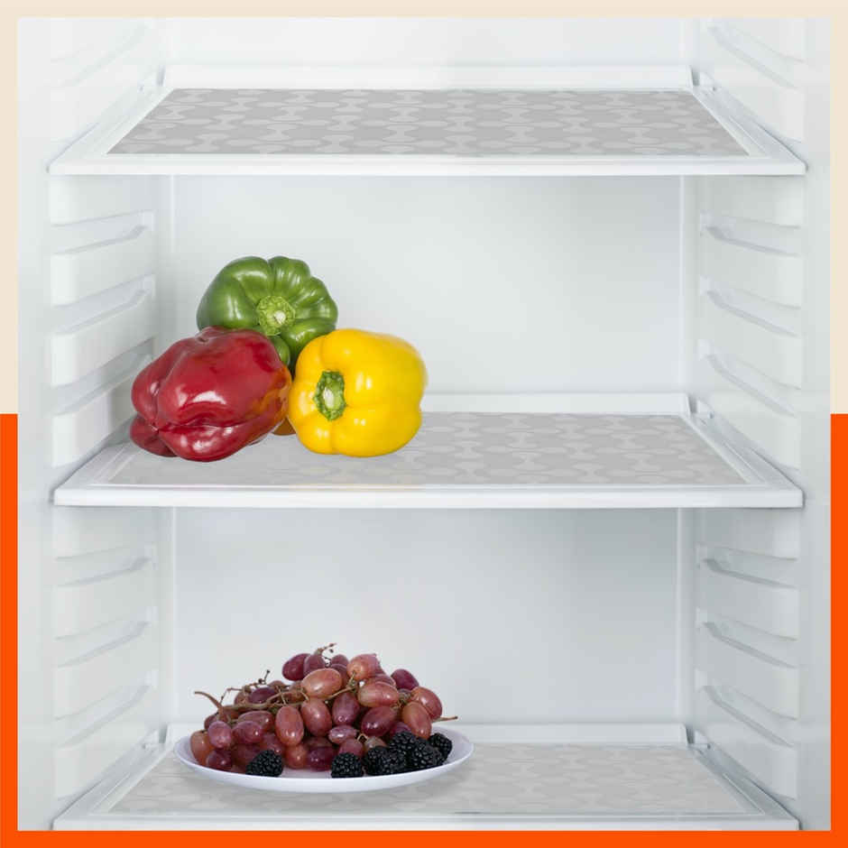 Bathla Fridge Mat | 45cm x 30 cm | Reusable, Washable, Temperature Resistant | Grey Transluscent