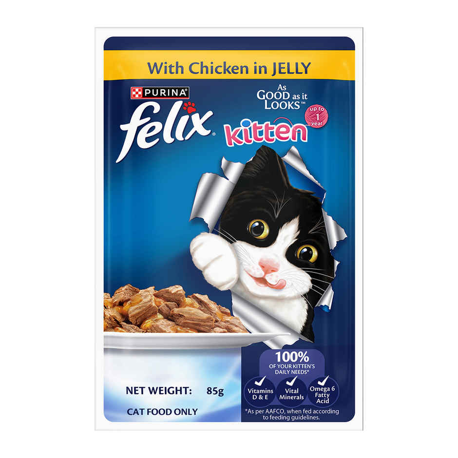 Felix Chicken Jelly Wet Cat Food Kitten | Complete & Balanced