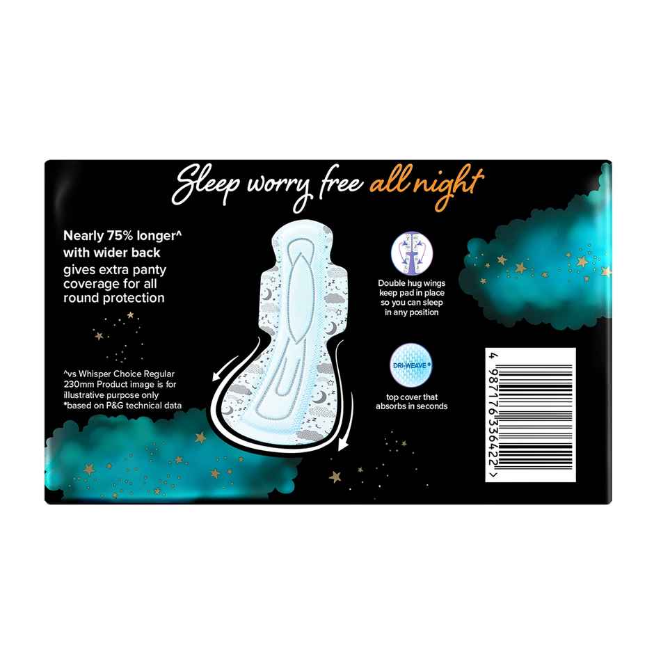 Whisper Bindazzz Nights Sanitary Pads | XXXL | 10 pcs