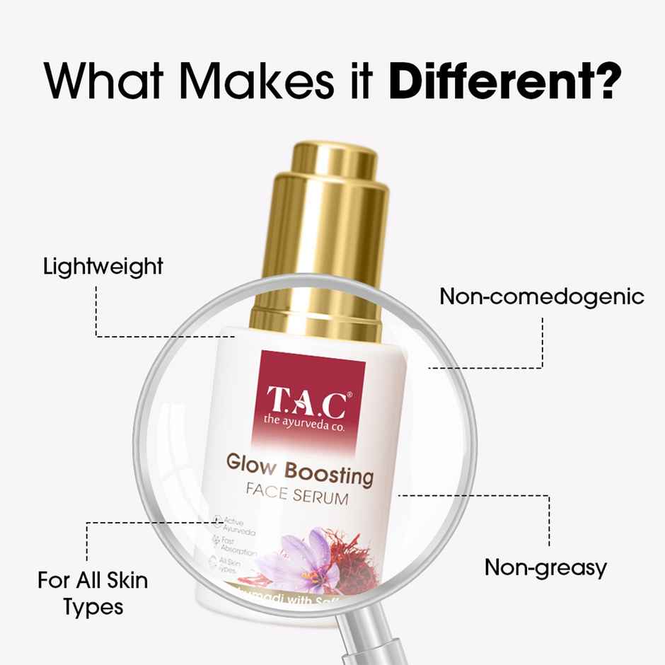 TAC Glow Boosting Face Serum With 24K Gold Brightens Controls Pigmentation All Skin Types