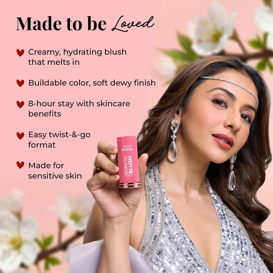 Just Herbs Pink Plush Born To Blush Long Stay Dewy Stick With Shea For Eyes Cheeks And Lips