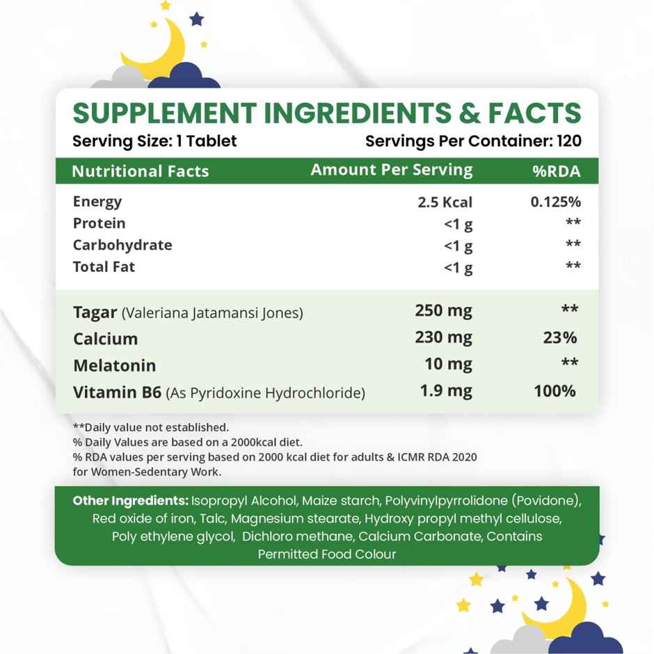 Vlado's Himalayan Organics Melatonin & Tagar Supplement 120 Tablets