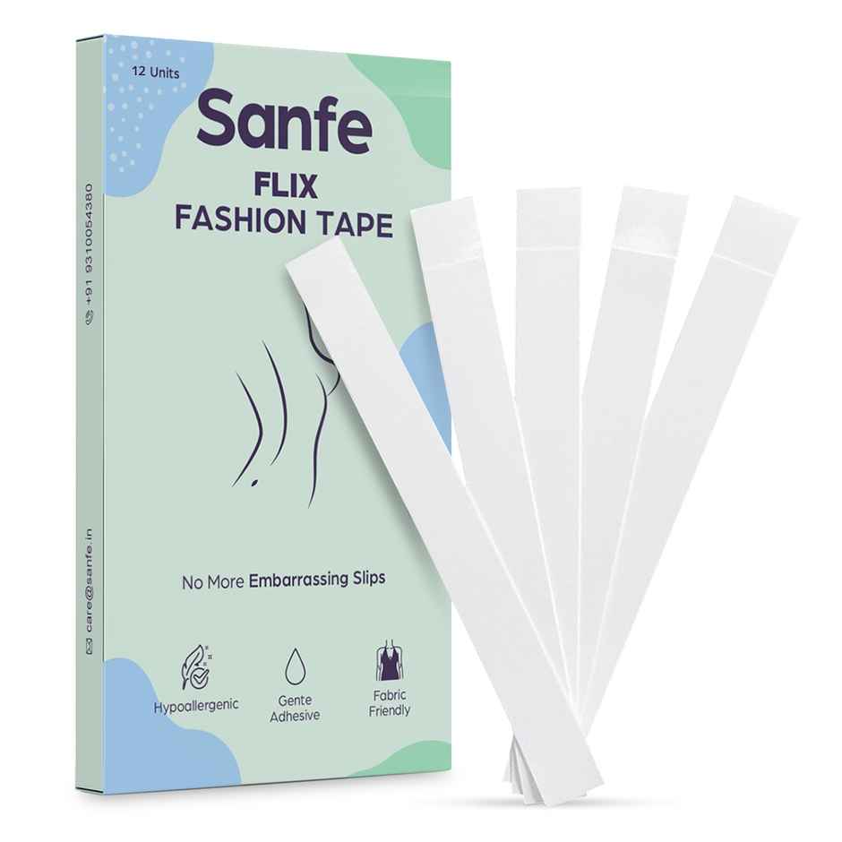 Sanfe Flix Fashion Tape for Body and Clothing | Double Sided | Hypoallergenic | Fabric Friendly