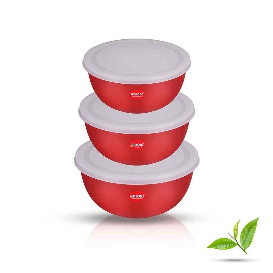 Jensons Microwave Safe  Bowl Set of 3 | Stainless Steel Bowls | Ovan Safe | with Lid