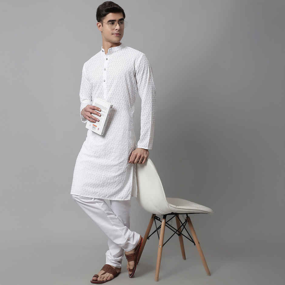 Jompers Men's Kurta | Ko 561 | White - S