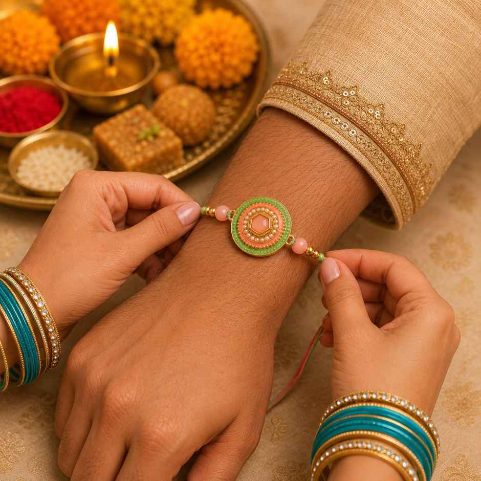 Traditional Vibrant Meenakari Chakra Rakhi for Brother | Pack of 1 | Tomuncle