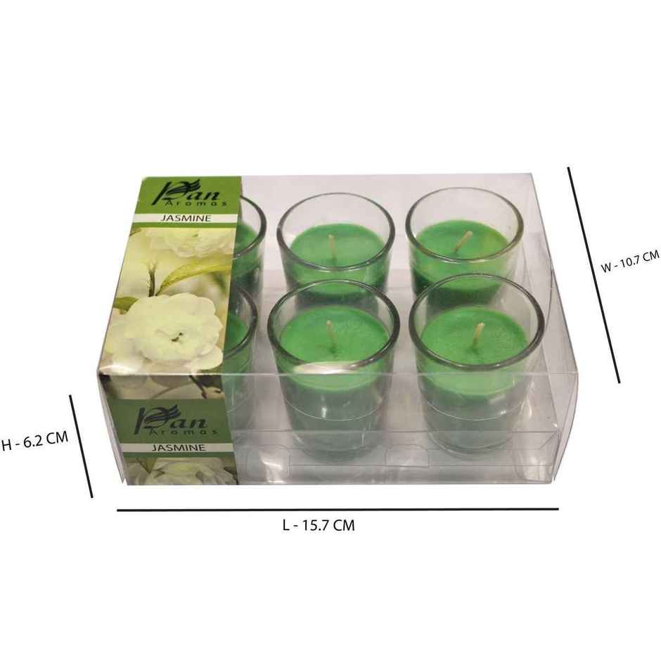 Votive Glass Candles | Pack of 6 | Jasmine | Home Decor | Pan Aromas