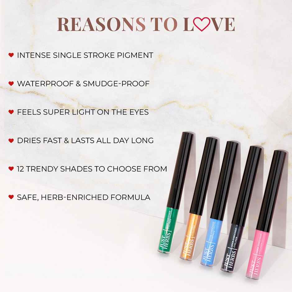 Just Herbs Liquid Eyeliner Smudgeproof, Waterproof, lasts upto 24 Hrs, Deep Black
