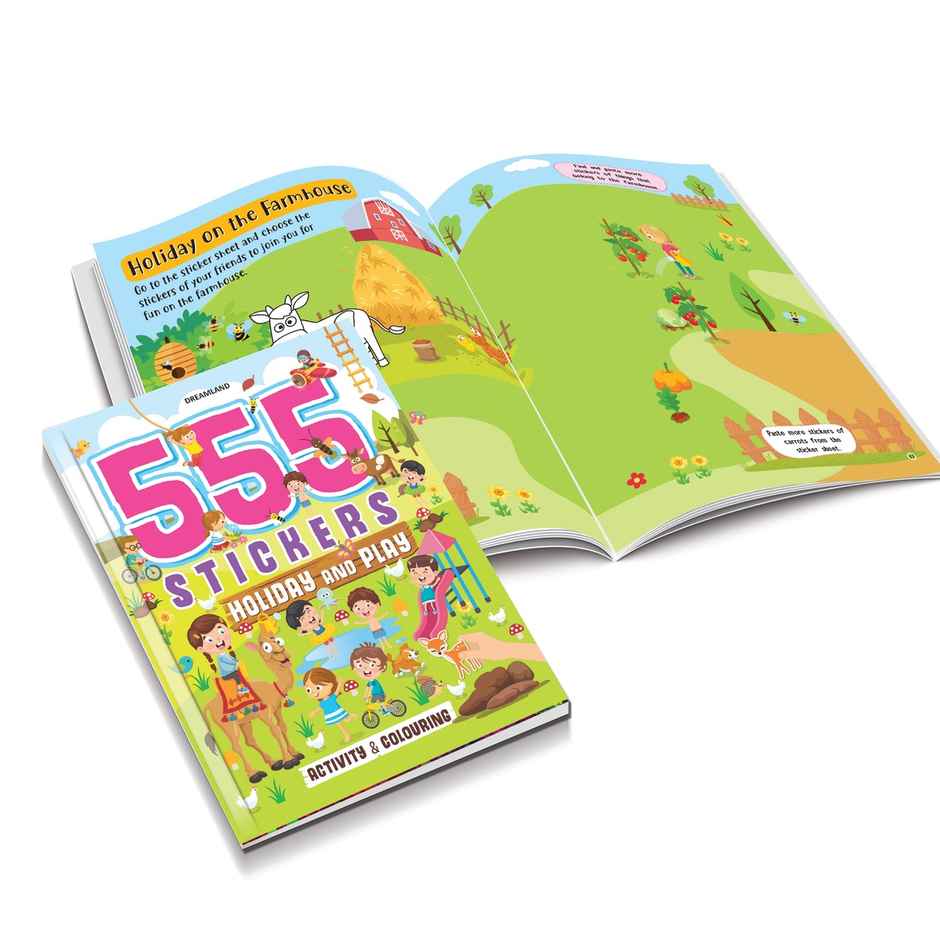 555 Stickers, Holiday And Play Activity & Colouring Book Age 5+ - Fun Activity Book With Stickers
