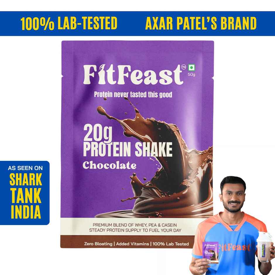 FitFeast Lab-Tested Chocolate Protein Shake Sachet | 20g Protein | Tastiest Protein Shake Combo