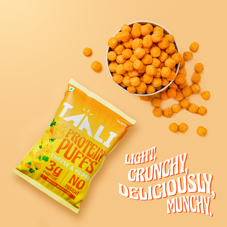 Taali Protein Puffs - Cheese Balls, Roasted, Corn & Jowar Puff, No Maida