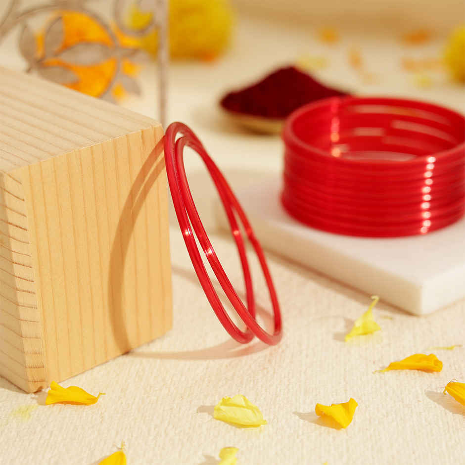 Traditional Glass Bangles - Traditional Festival Jewellery | Red | Size 2.4 | Happy Mail