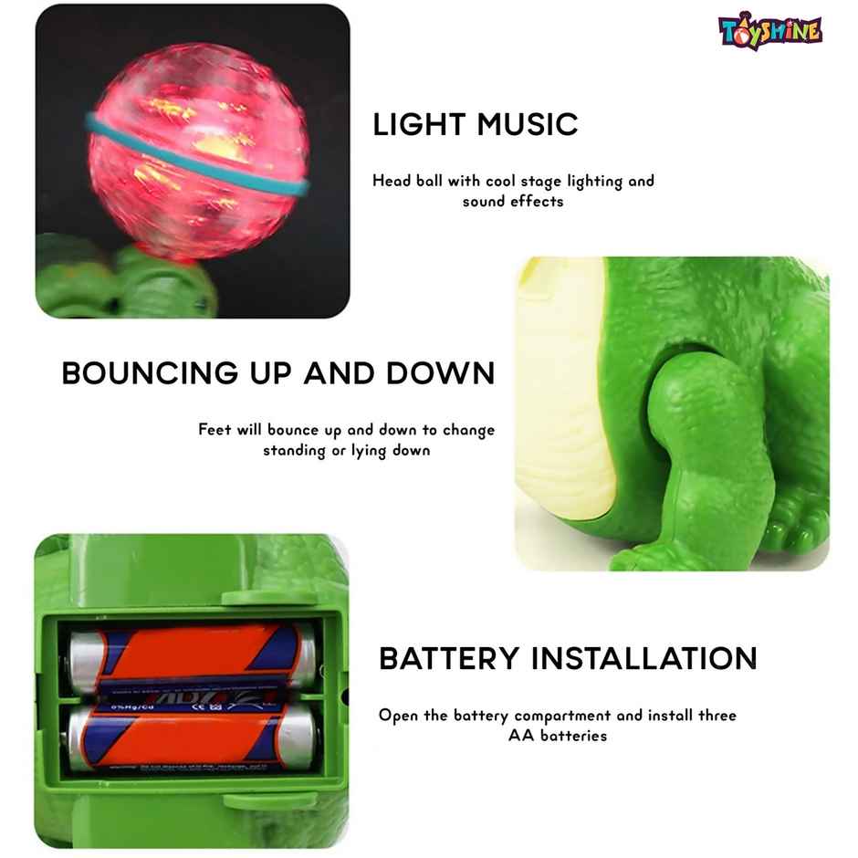 Toyshine Battery Powered Robotic T-Rex Dino Rotating Head Ball 360 Degree Stunt