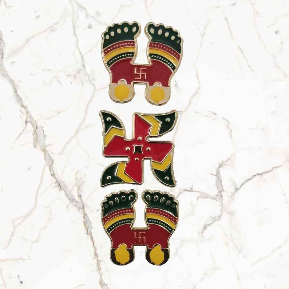 Pichai Charan & Swastik Sticker Set Of 3 (Assorted Designs)