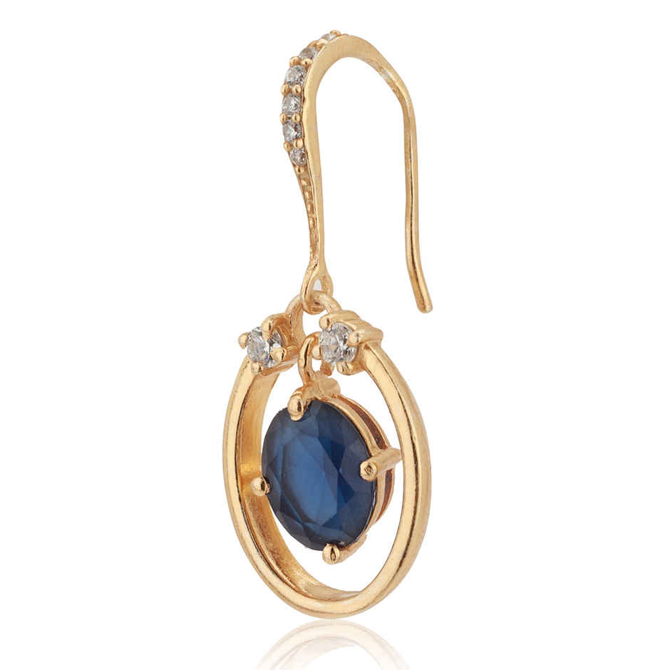 Carlton London 18kt Gold Plated with CZ and Glass Bead Oval Drop Earring | B823139E-1