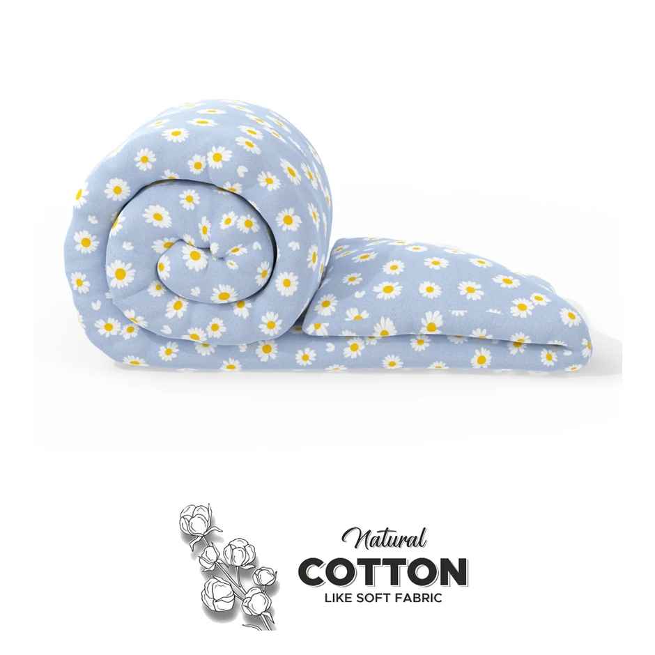 Kopa Super Soft Microfiber Double Comforter for All Weather |Double Size | Floral | Blue, Yellow