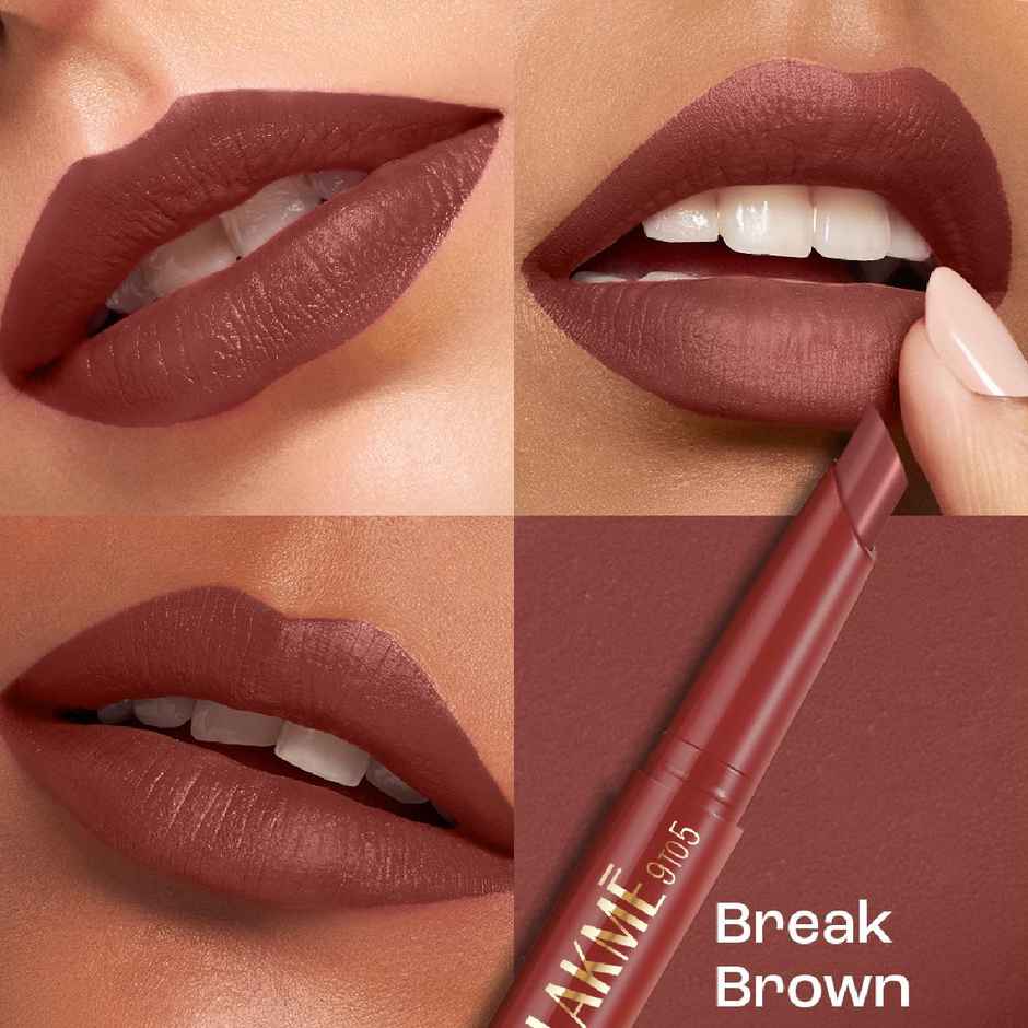 Lakme 9 to 5 Forever Matte Lip Crayon | Vitamin C | Long-Lasting Hydration | Break Brown