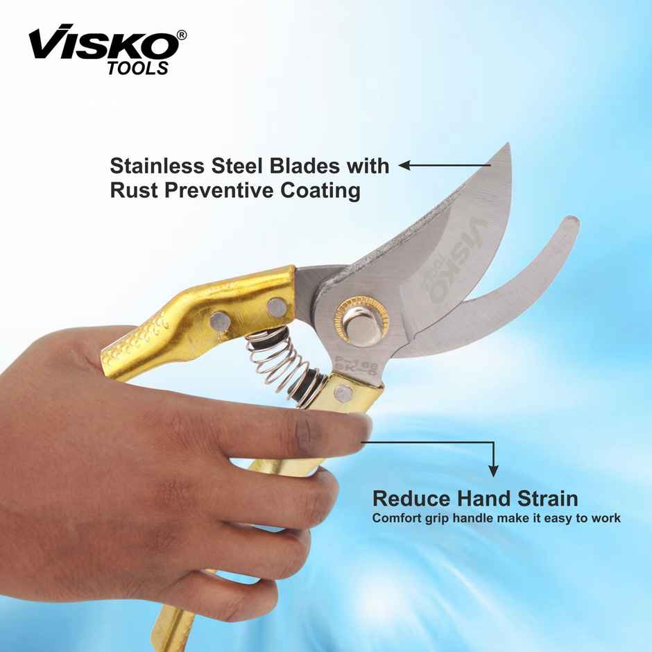 Visko 688 Garden Pruner | 10 Inch Garden Bypass Pruning Shears | Tree Trimmers | Manual