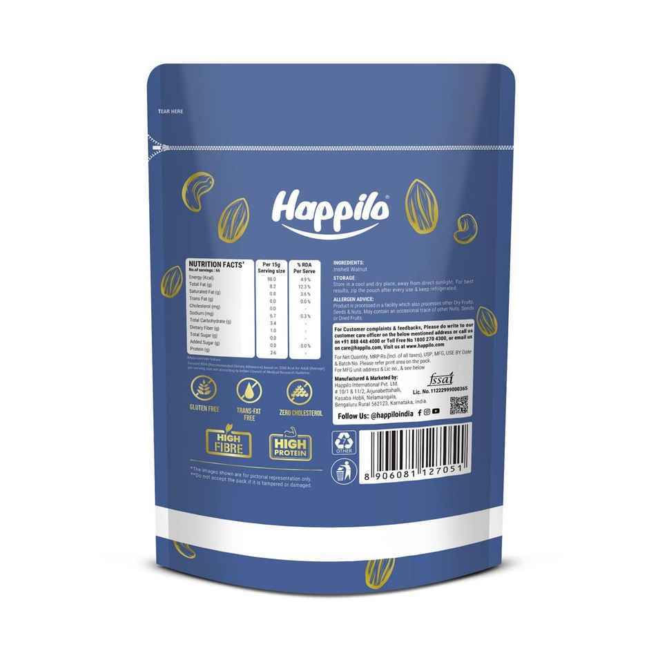 Happilo Premium 100% Natural Chilean Inshell Walnut Kernels Value Pack
