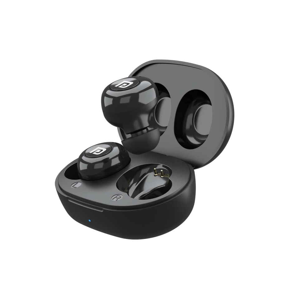 Portronics Harmonics Twins S3 Smart TWS Earbuds with 20 Hrs Playtime, Bluetooth 5.2, 8mm Drivers, Lightweight Design - Black