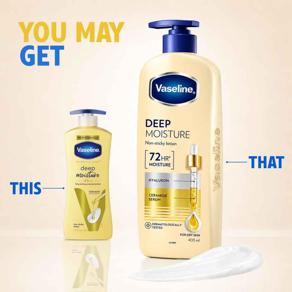 Vaseline Deep Moisture Body Lotion With Ceramide Hyaluron | 10X More Moisture| For Dry Skin