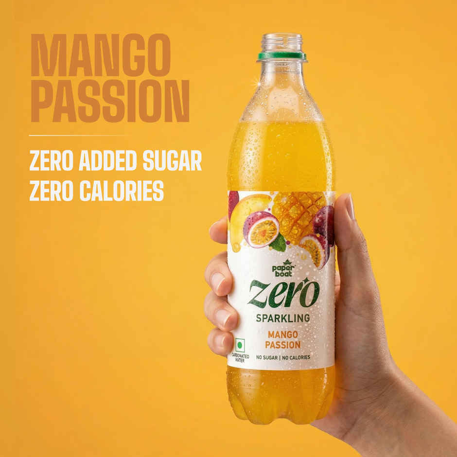Paper Boat Zero Sugar Mango Passion Sparkling Water, Sugar Free Cold Drink