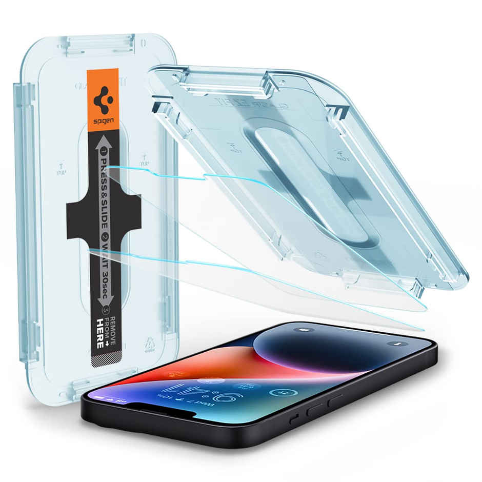 Spigen Ez Fit Tempered Glass Screen Protector Guard For Iphone 14 Plus / 13 Pro Max Smartphone- 2 Pc