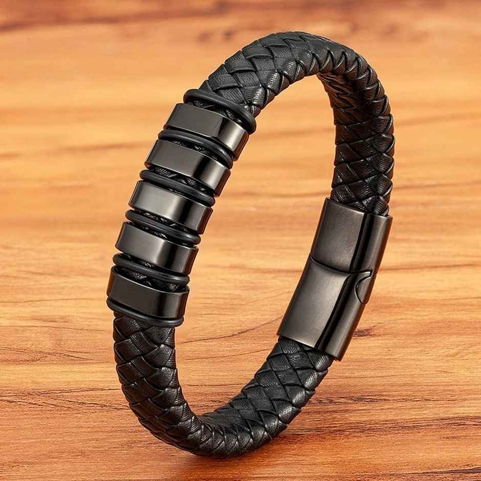Fashion Frill Men's Braided Bracelet Black Regular