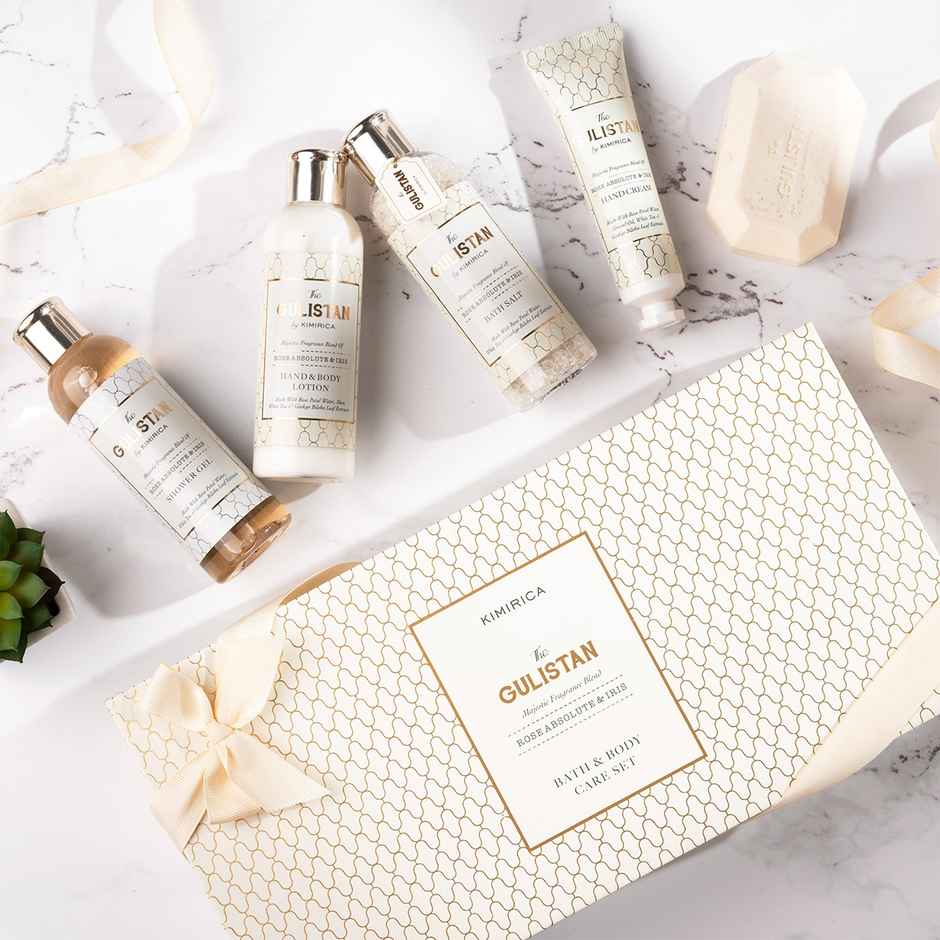 Kimirica Gulistan Indulgence Set | Luxury Bath & Body Gift Set with Soothing Rose Fragrance