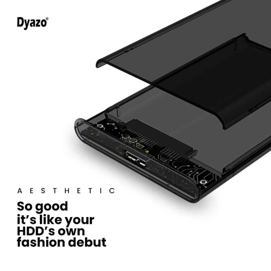 Dyazo Transparent 2.5 Inch SATA to USB 3.0 HDD/SSD Enclosure - UASP Support - Black