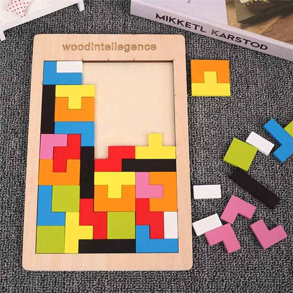 Fablue 40 Pcs Wooden Russian Blocks Puzzle For Kids Adults - Wood Intelligence Puzzle Toy For Kids
