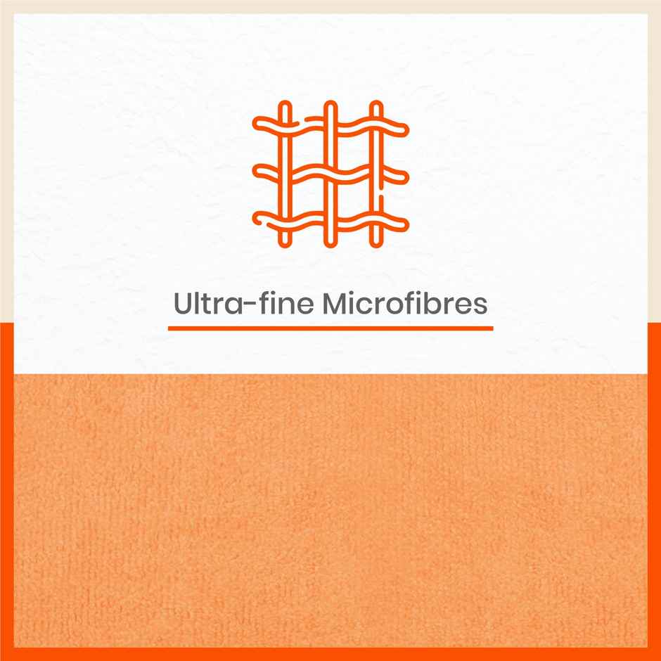 Bathla Micro Fiber Cleaning Cloth - Pack of 2 | Multipurpose | Orange