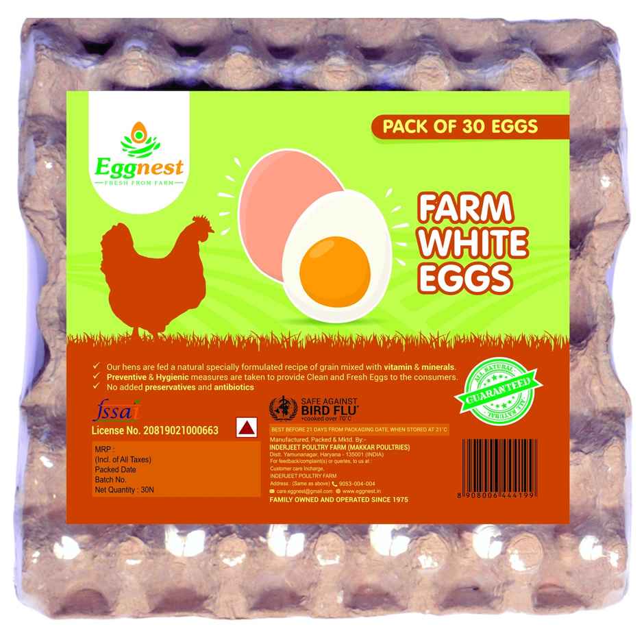 Farm White 30 Eggs Tray - Farm White
