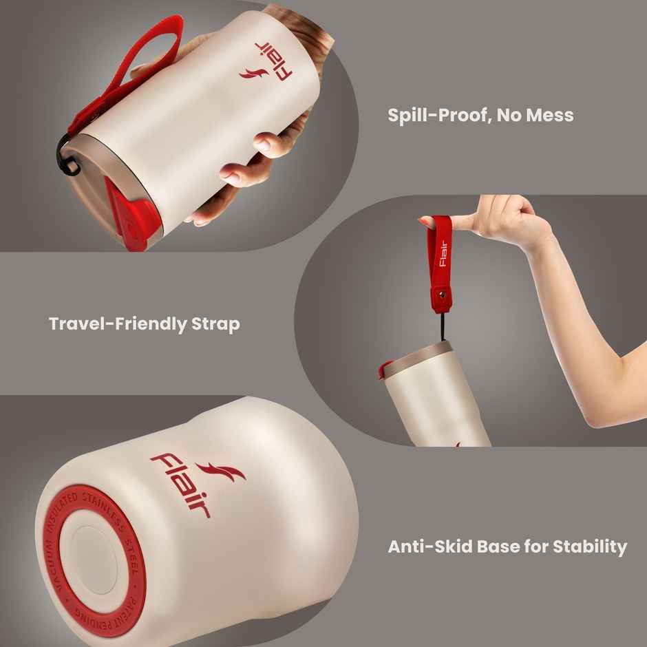Flair Brew Mug 480Ml Vacuum Insulated Stainless Steel Flask - White, 9 Hours Hot & 15 Hours