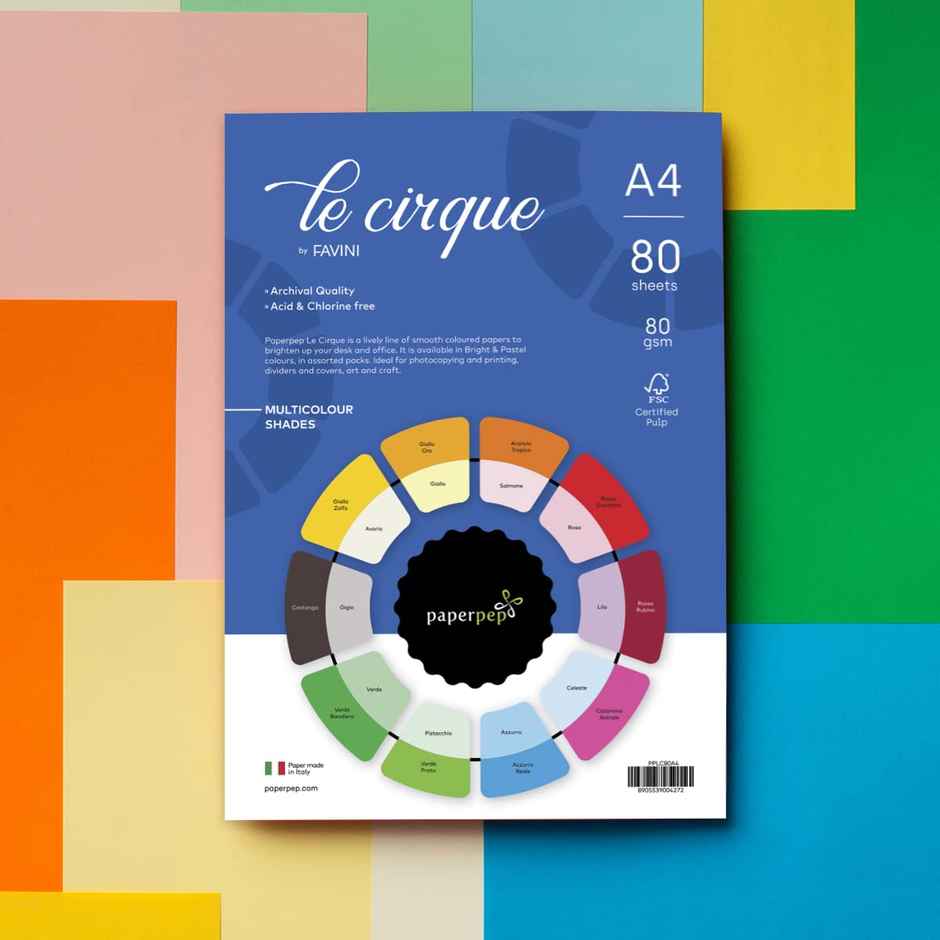 Paperpep Le Cirque 80Gsm A4 Multicolor Shades Assorted Pack Of 80 Sheets