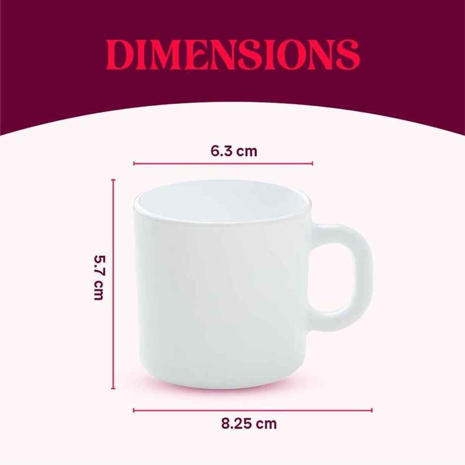 Larah By Borosil Mimosa Opalware Mug Tea/Coffee Mugs, 100Ml Each,Microwave & Dishwasher Safe