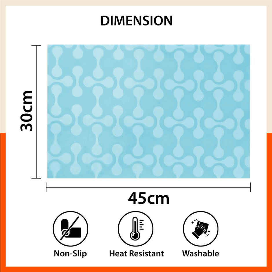 Bathla Fridge Mat | 45cm x 30 cm | Reusable, Washable, Temperature Resistant | Blue Abstract