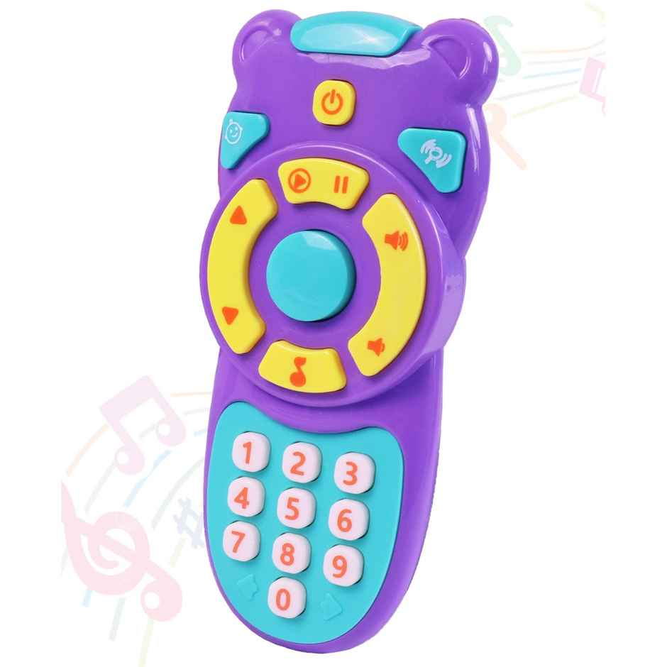 Toyshine Battery Operated TV Remote | Inbuilt Functions-Musical Melodies-Number Learning | Purple