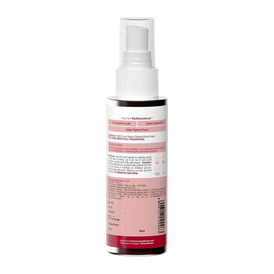 WishCare Pure & Natural Kannauj Rose Water For Skin Face & Hair - Rose Water Spray Face Toner