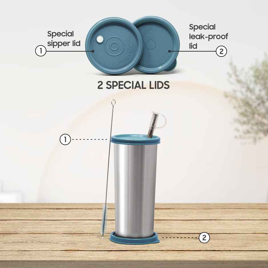 Signoraware Sip Fast Jumbo 500Ml Stainless Steel Sipper EBlue