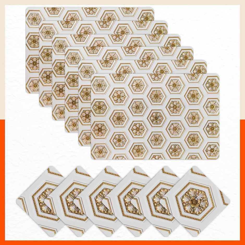 Bathla Table Placemats & Coasters - Set of 6 | Washable, Water-Proof, Heat Resistant | Imperial