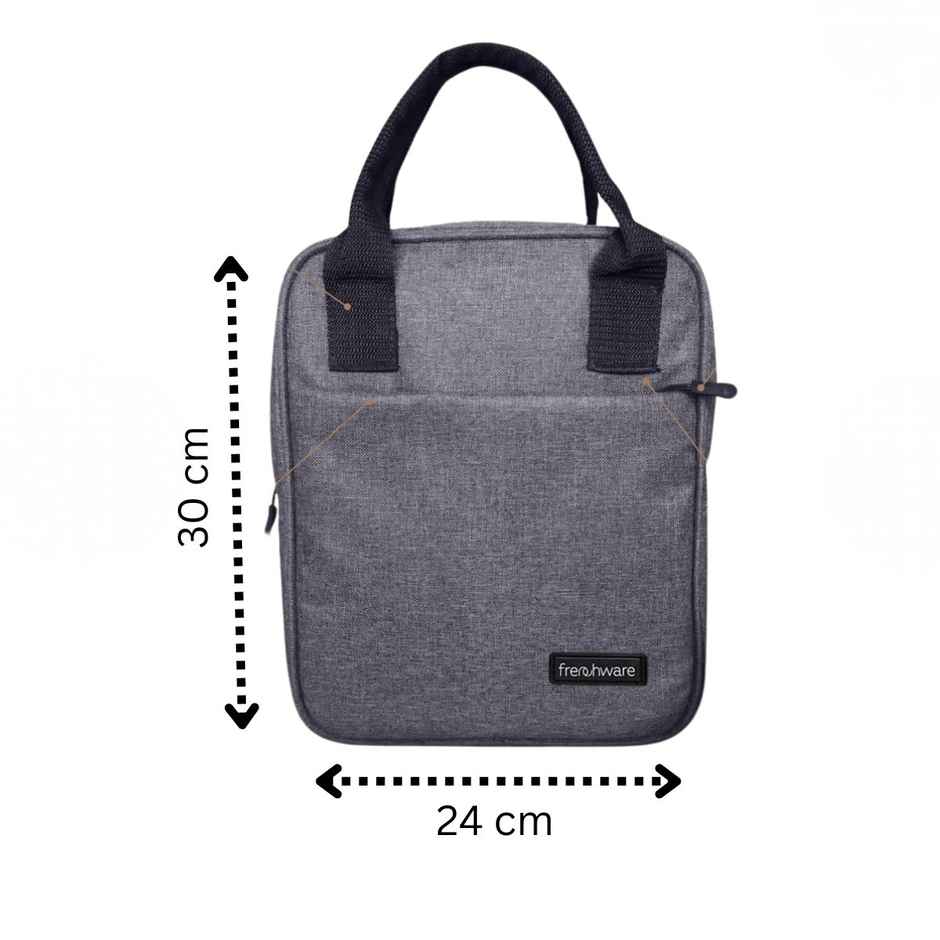 Frenchware Insulated Nylon Lunch Bag, Office Tiffin Bag | 7 L, 15 kg capacity - Grey
