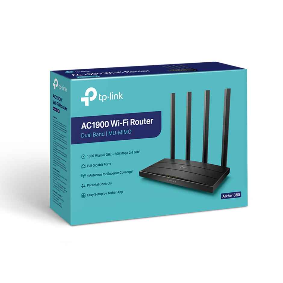 TP-Link Archer C80 AC1900 Dual Band Full Gigabit Wireless MU-MIMO Wi-Fi Router - Black
