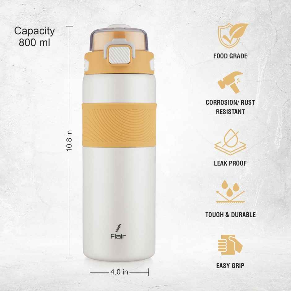 Flair Onyx Vacuum Insulated Stainless Steel Water Bottle 800 ml | Beige